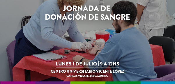 Personas donando sangre en un evento comunitario en Vicente López